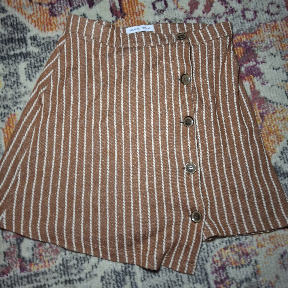 Urban‎ Outfitters Rust and White Striped Button Skirt